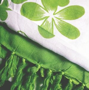 Green Plumeria Sarong/ Pareo